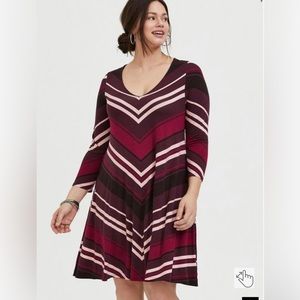 Torrid Burgundy Stripe Jersey Mini Trapeze Dress
